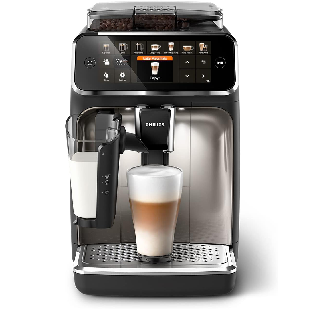 Philips Series 5400 Kaffeevollautomat – LatteGo Milchsystem, 12 Kaffeespezialitten, Intuitives Display, 4 Benutzerprofile, Chrom